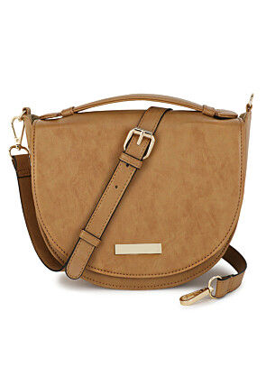 Solid Color PU Hand Bag in Brown