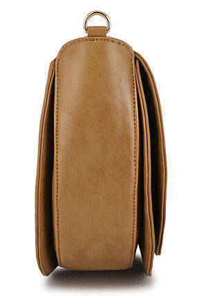 Solid Color PU Hand Bag in Brown