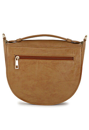 Solid Color PU Hand Bag in Brown
