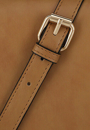 Solid Color PU Hand Bag in Brown