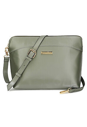 Solid Color PU Hand Bag in Dusty Green