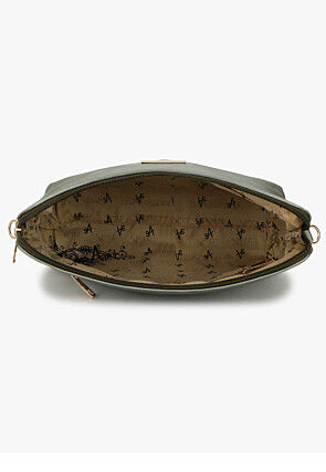 Solid Color PU Hand Bag in Dusty Green