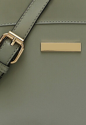 Solid Color PU Hand Bag in Dusty Green