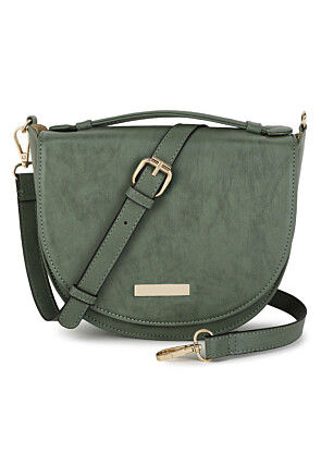Solid Color PU Hand Bag in Dusty Green
