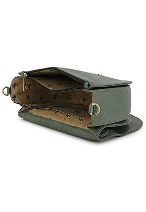 Solid Color PU Hand Bag in Dusty Green