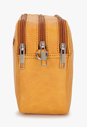 Solid Color PU Hand Bag in Mustard
