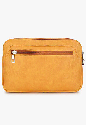 Solid Color PU Hand Bag in Mustard