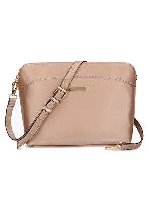 Solid Color PU Hand Bag in Peach