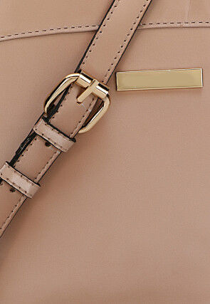 Solid Color PU Hand Bag in Peach