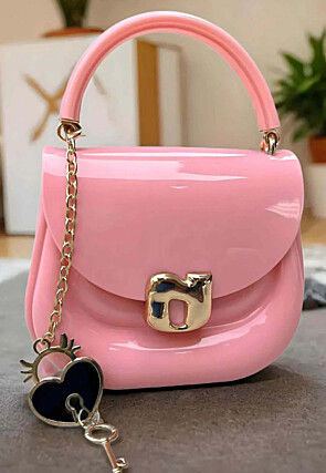 Solid Color PU Hand Bag in Pink