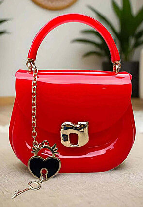 Solid Color PU Hand Bag in Red
