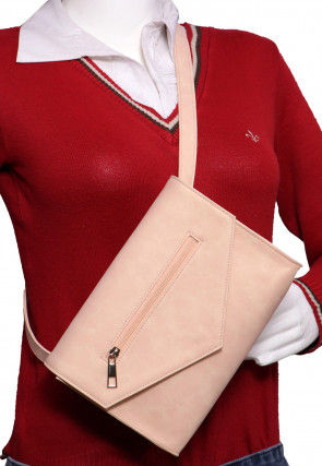 Solid Color PU Leather Fanny Pack (Waist Pouch) in peach