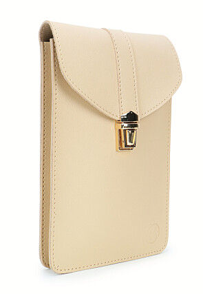 Solid Color PU Mobile Pouch in Light Beige
