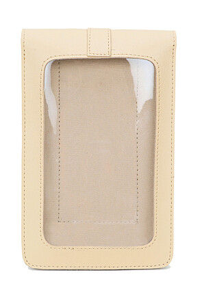 Solid Color PU Mobile Pouch in Light Beige