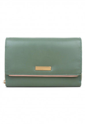 Solid Color PU Sling Bag in Dusty Green