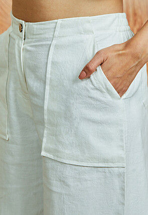 Solid Color Pure Cotton Co Ord Set in Off White