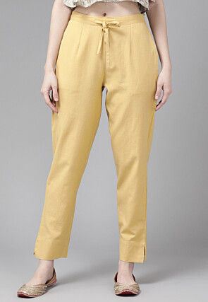 Solid Color Pure Cotton Pant in Beige