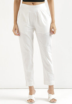 Solid Color Pure Cotton Pant in White