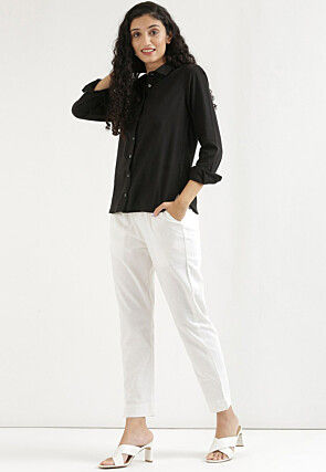 Solid Color Pure Cotton Pant in White