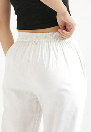 Solid Color Pure Cotton Pant in White