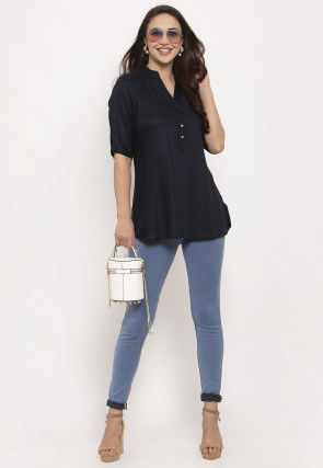 Solid Color Pure Cotton Top in Black