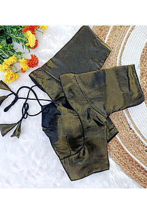 Pure Kanjivaram Silk Blouse in Olive Green