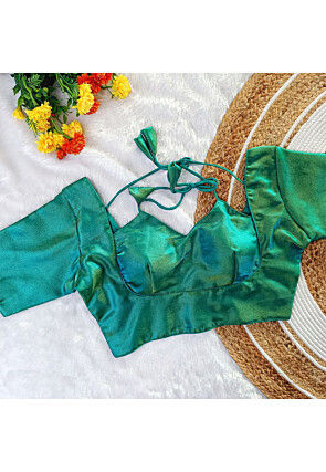 Pure Kanjivaram Silk Blouse in Teal Green