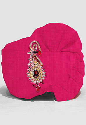 Solid Color Pure Kota Silk Unisex Turban in Fuchsia