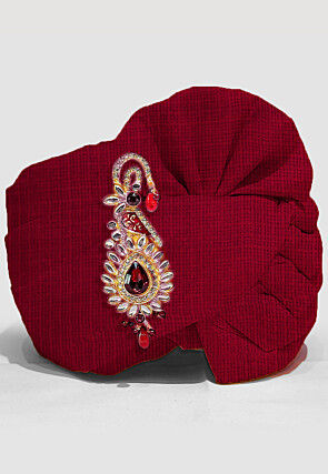 Solid Color Pure Kota Silk Unisex Turban in Maroon