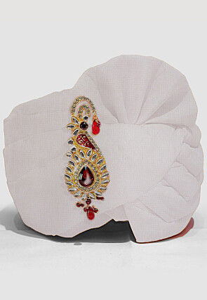 Solid Color Pure Kota Silk Unisex Turban in White