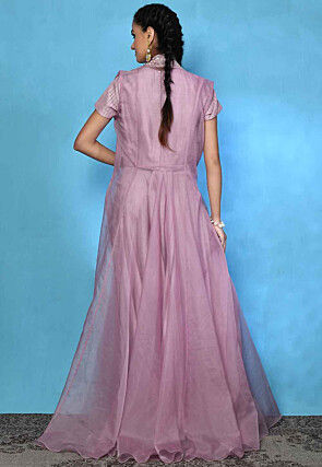 Solid Color Pure Silk Crop Top Set in Pink