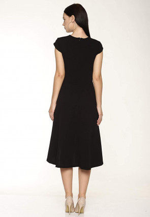 Solid Color Rayon Asymmetric Dress in Black