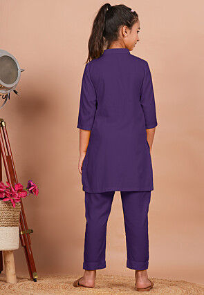 Solid Color Rayon Co Ord Set in Light Purple