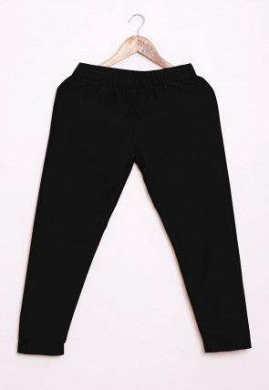 Solid Color Rayon Cowl Style Kurta Set in Black