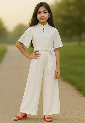 Solid Color Rayon Jumpsuit in White