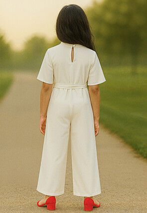 Solid Color Rayon Jumpsuit in White