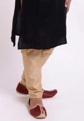 Solid Color Rayon Kurta Set in Black
