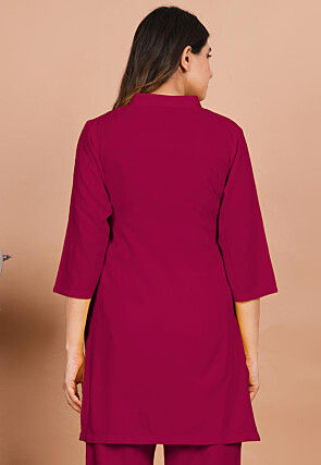 Solid Color Rayon Kurti in Fuchsia