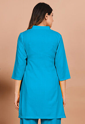 Solid Color Rayon Kurti in Turquoise