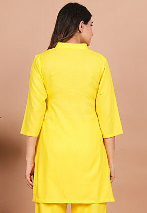 Solid Color Rayon Kurti in Yellow