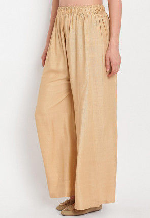 Solid Color Rayon Palazzo in Beige