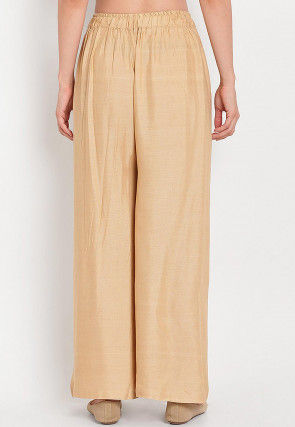 Solid Color Rayon Palazzo in Beige