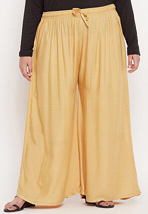 Solid Color Rayon Palazzo in Beige