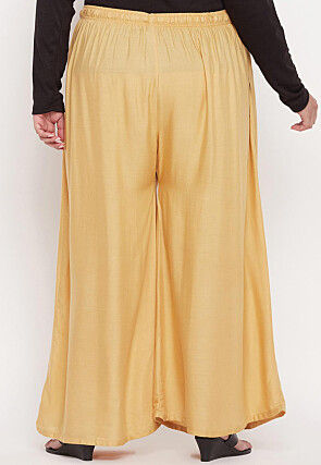 Solid Color Rayon Palazzo in Beige