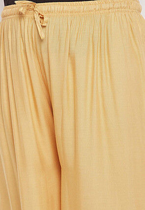 Solid Color Rayon Palazzo in Beige