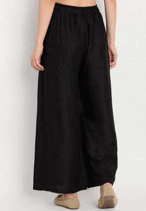 Solid Color Rayon Palazzo in Black