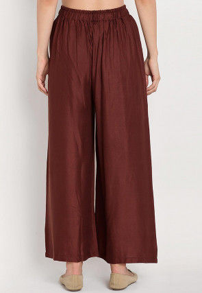 Solid Color Rayon Palazzo in Brown