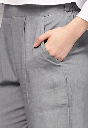 Solid Color Rayon Palazzo in Grey