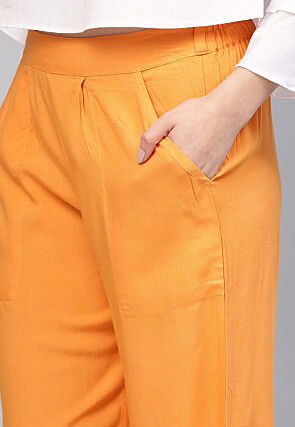 Solid Color Rayon Palazzo in Mustard