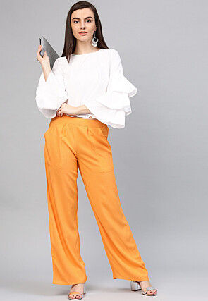 Solid Color Rayon Palazzo in Mustard